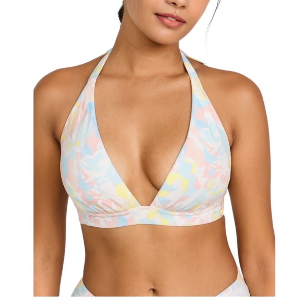 Victoria's Secret XL Multicolored Pastel Print Halter Bikini Top